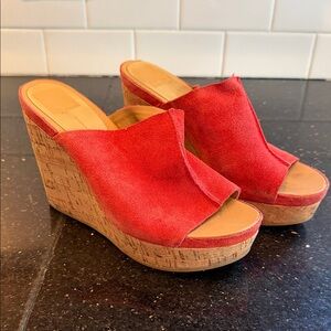 Dolce Vita Red Suede Wedge Sandals